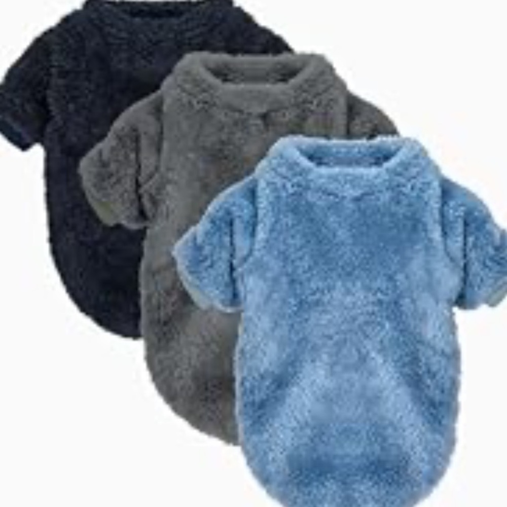 Plush Fleece Pet Sweater - Blue, Gray, Navy Extra Small